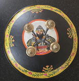 Hand Painted Leather Sikh Dhal Wall Decor – Baba Deep Singh Ji Nihang Phoola ji