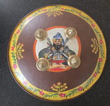 Hand Painted Leather Sikh Dhal Wall Decor – Baba Deep Singh Ji Nihang Phoola ji