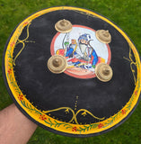 Hand Painted Leather Sikh Dhal Wall Decor – Baba Deep Singh Ji Nihang Phoola ji