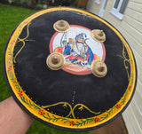 Hand Painted Leather Sikh Dhal Wall Decor – Baba Deep Singh Ji Nihang Phoola ji