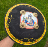 Hand Painted Leather Sikh Dhal Wall Decor – Baba Deep Singh Ji Nihang Phoola ji