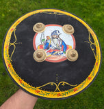 Hand Painted Leather Sikh Dhal Wall Decor – Baba Deep Singh Ji Nihang Phoola ji