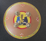 Hand Painted Leather Sikh Dhal Wall Decor – Baba Deep Singh Ji Nihang Phoola ji