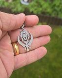 Stainless Steel Lion Khanda Necklace Gold & Silver Plated adjustable Chain Q51R