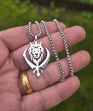 Stainless Steel Lion Khanda Necklace Gold & Silver Plated adjustable Chain Q51R