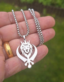 Stainless Steel Lion Khanda Necklace Gold & Silver Plated adjustable Chain Q51R