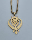 Stainless Steel Lion Khanda Necklace Gold & Silver Plated adjustable Chain Q51R