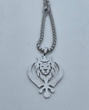 Stainless Steel Lion Khanda Necklace Gold & Silver Plated adjustable Chain Q51R