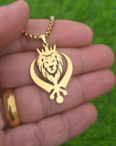 Stainless Steel Lion Khanda Necklace Gold & Silver Plated adjustable Chain Q51R