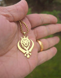 Stainless Steel Lion Khanda Necklace Gold & Silver Plated adjustable Chain Q51R