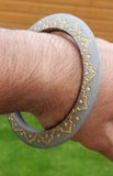 Sikh Kara Sarbloh Floral Engraved Bangle Singh Kaur Khalsa Pure Iron Kada V40