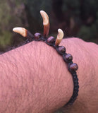 Tibetan Tribal Wolf Tooth Bracelet Nazar Protection Talisman Adjustable Dori U74