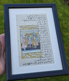 Vintage Mughal Miniature Hand Painting Urdu Manuscript Page Framed Art Rare Old