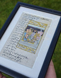 Vintage Mughal Miniature Hand Painting Urdu Manuscript Page Framed Art Rare Old