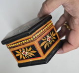 Vintage Mughal Miniature Hand Painted Wooden Akbar Anarkali Trinket Box Jewelry