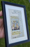 Vintage Mughal Miniature Hand Painting Urdu Manuscript Page Framed Art Rare Old
