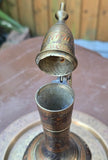 Vintage Kashmiri Brass Surahi & Etched Plate Set India 1940s Persian Aftaba Ewer
