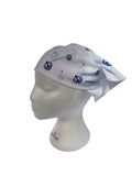 White Blue Khanda Rumal Sikh Head Wrap Bandana Punjabi Cloth Handkerchief UK