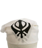 Black White Khanda Rumal Sikh Head Wrap Bandana Punjabi Cloth UK Handkerchief New