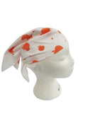 White Orange Apple Print Rumal Head Wrap Bandana Punjabi Cloth UK Handkerchief