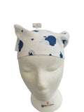 White Blue Apple Print Rumal Head Wrap Bandana Punjabi Cloth Handkerchief gift UK