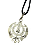 Sikh Khanda Pendant 925 Sterling Silver Chandi Handmade Black Dori Necklace SL8