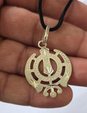 Sikh Khanda Pendant 925 Sterling Silver Chandi Handmade Black Dori Necklace SL8