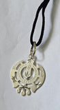 Sikh Khanda Pendant 925 Sterling Silver Chandi Handmade Black Dori Necklace SL8