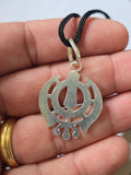 Sikh Khanda Pendant 925 Sterling Silver Chandi Handmade Black Dori Necklace SL8
