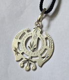 Sikh Khanda Pendant 925 Sterling Silver Chandi Handmade Black Dori Necklace SL8