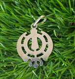 Sikh Khanda Pendant 925 Sterling Silver Chandi Handmade Black Dori Necklace SL8
