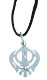 Sikh Khanda Pendant 925 Sterling Silver Chandi Handmade Black Dori Necklace SL9