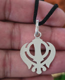 Sikh Khanda Pendant 925 Sterling Silver Chandi Handmade Black Dori Necklace SL9