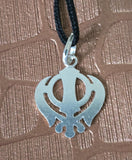 Sikh Khanda Pendant 925 Sterling Silver Chandi Handmade Black Dori Necklace SL9