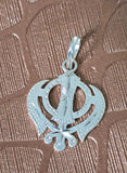 Sikh Khanda Pendant 925 Sterling Silver Chandi Handmade Black Dori Necklace SL9