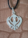 Sikh Khanda Pendant 925 Sterling Silver Chandi Handmade Black Dori Necklace SL9