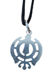 Sikh Khanda Pendant 925 Sterling Silver Chandi Handmade Black Dori Necklace SL10
