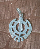 Sikh Khanda Pendant 925 Sterling Silver Chandi Handmade Black Dori Necklace SL10