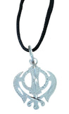 Sikh Khanda Pendant 925 Sterling Silver Chandi Handmade Black Dori Necklace SL10