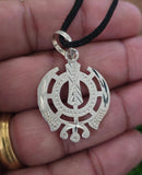 Sikh Khanda Pendant 925 Sterling Silver Chandi Handmade Black Dori Necklace SL10