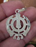 Sikh Khanda Pendant 925 Sterling Silver Chandi Handmade Black Dori Necklace SL10
