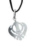 Sikh Khanda Pendant 925 Sterling Silver Chandi Handmade Black Dori Necklace SL11