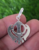 Sikh Khanda Pendant 925 Sterling Silver Chandi Handmade Black Dori Necklace SL11