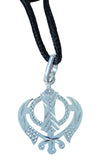 Sikh Khanda Pendant 925 Sterling Silver Chandi Handmade Black Dori Necklace SL11