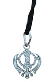 Sikh Khanda Pendant 925 Sterling Silver Chandi Handmade Black Dori Necklace SL12