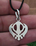 Sikh Khanda Pendant 925 Sterling Silver Chandi Handmade Black Dori Necklace SL12