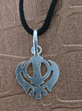 Sikh Khanda Pendant 925 Sterling Silver Chandi Handmade Black Dori Necklace SL12