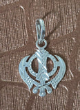 Sikh Khanda Pendant 925 Sterling Silver Chandi Handmade Black Dori Necklace SL12