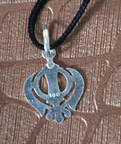 Sikh Khanda Pendant 925 Sterling Silver Chandi Handmade Black Dori Necklace SL13
