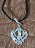Sikh Khanda Pendant 925 Sterling Silver Chandi Handmade Black Dori Necklace SL13